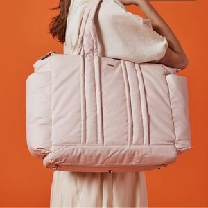 caraa Blush Pink Quilted Baby Bag Tote